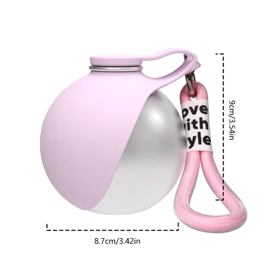 Dog Water Bottle with Removable Silicone Bowl,285ml Stainless Steel Construction, Leak-Proof for Outdoor Activities Like Walking